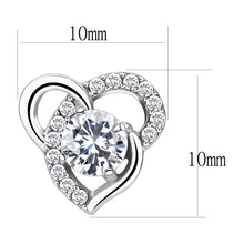 Cargar imagen en el visor de la galería, DA078 - High polished (no plating) Stainless Steel Earrings with AAA Grade CZ  in Clear