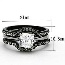 Cargar imagen en el visor de la galería, TK1343 - Two-Tone IP Black Stainless Steel Ring with AAA Grade CZ  in Clear