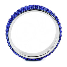 Cargar imagen en el visor de la galería, TK3838 - High polished (no plating) Stainless Steel Ring with Top Grade Crystal  in Sapphire(206)