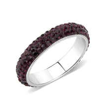 Cargar imagen en el visor de la galería, TK3837 - High polished (no plating) Stainless Steel Ring with Top Grade Crystal  in Amethyst(204)