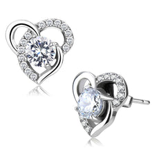 Cargar imagen en el visor de la galería, DA078 - High polished (no plating) Stainless Steel Earrings with AAA Grade CZ  in Clear